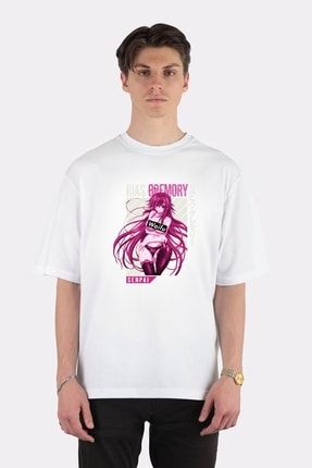 Unisex Beyaz Oversize T-shirt Rias Gremory High School Dxd, Sexy Waifu Anime Girl AA1278