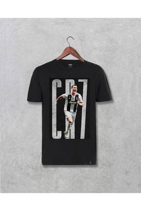 Erkek Siyah Cristiano Ronaldo Cr7 Juventus Baskılı Tişört 3328543212111