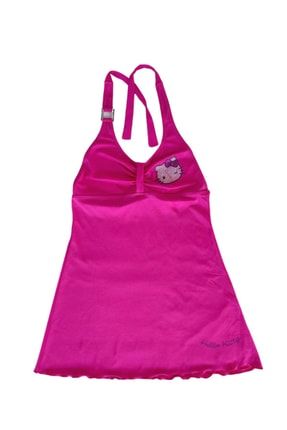 Hello Kitty'li Etekli Pembe Kız Çocuk Plaj Elbisesi 988