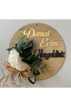 Kız Evine Damat Evine Hoşgeldiniz Özel Tasarım Süslü Söz Nişan Nikah Düğün Kapı Süsü kız.damat.evi.30cm