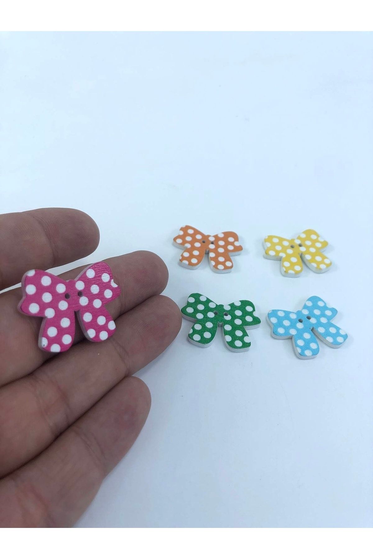 Bontex-Bow Patterned Colorful Button 1 Pack 5 Pieces Mixed Color 3