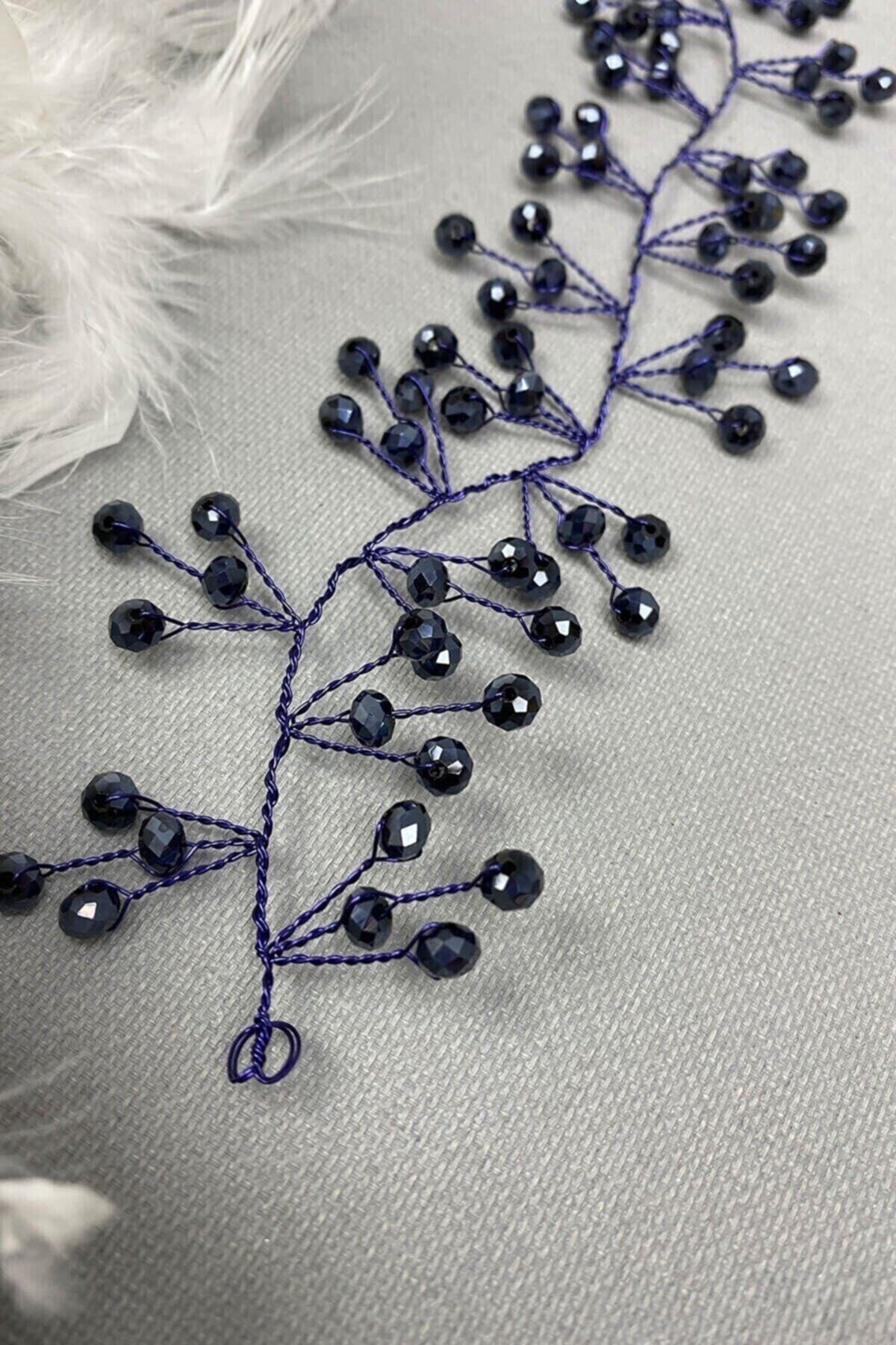 Bridal Crown Hair Accessory Handmade Navy Blue Color – Other Hair Accessories