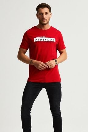 Baskılı T-shirt, Kırmızı (e21-un) E21-UN-MN