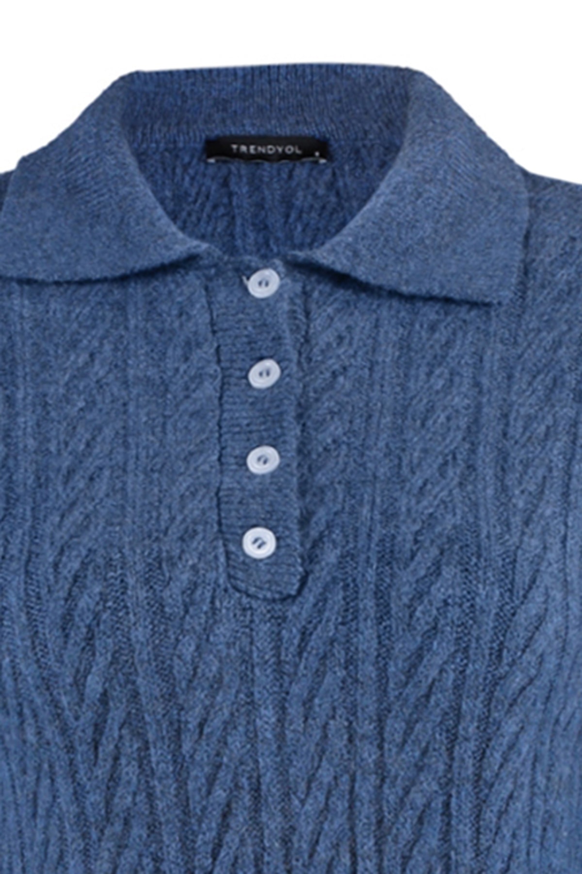 Trendyolmilla  Indigo Geniş Kalıp Yumuşak Dokulu Triko Kazak TWOAW21KZ2635 - Görsel 8