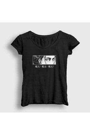 Kadın Siyah Eren Yeager Flowers Anime Attack On Titan T-shirt 314549tt