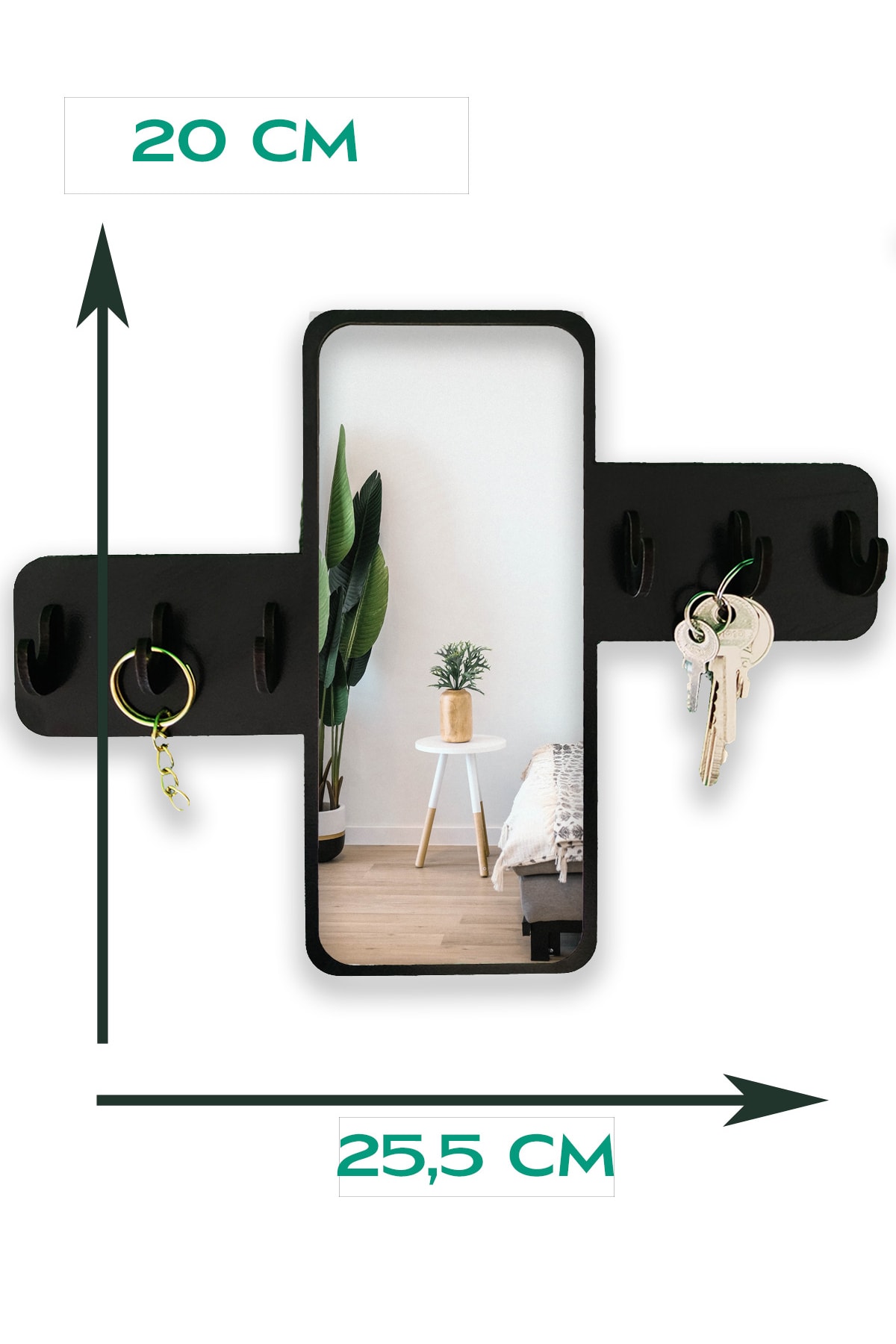 GEEG-Decorative Rectangular Mirrored Plexiglass Keychain Organizer - Mdf Hanger 3