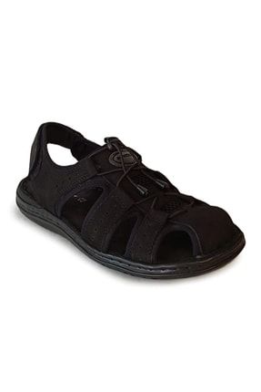 Hakiki Deri Günlük Confort Sandalet Ayakkabı Siyah 14589