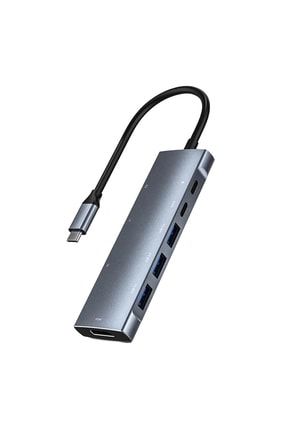 Type-C To 3* USB 3.0 4K Full Hd HDMI Pd Şarj Sd Tf Kart Okuyucu Aux Kulaklık Çevirici Adaptör CF11A