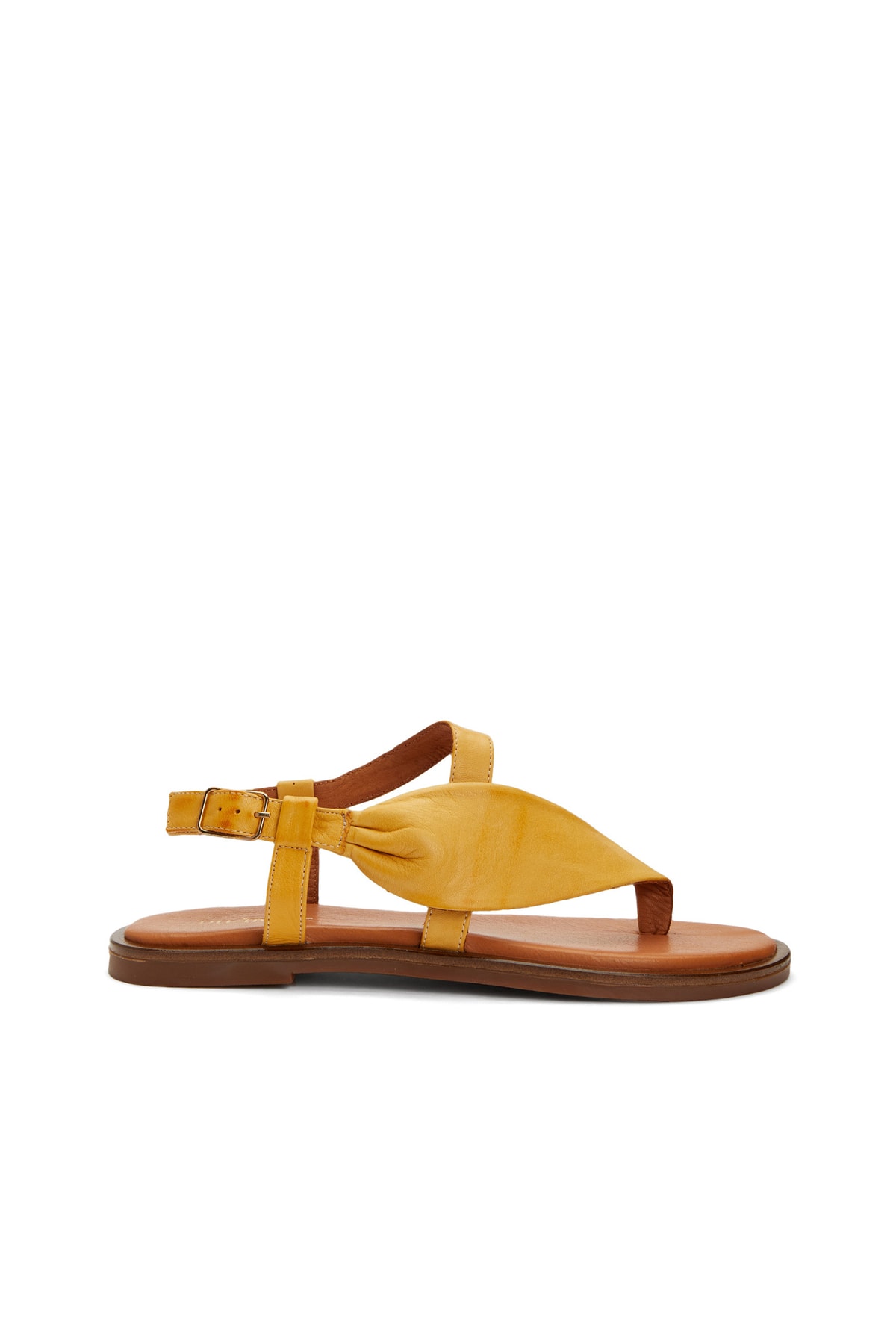 Dıvarese Sarı Kadın Deri Sandalet