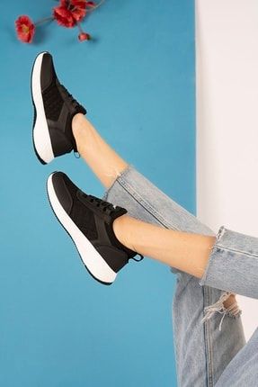 Siyah - Kadın Akua Streç Sneaker 5525