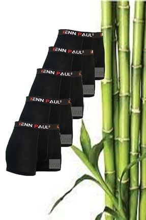 Erkek 5 Adet Doğal Bambu Kumaş Boxer Anti Bakteriyel Ve Anti Alerjik Siyah Renk 5'li Paket 02601