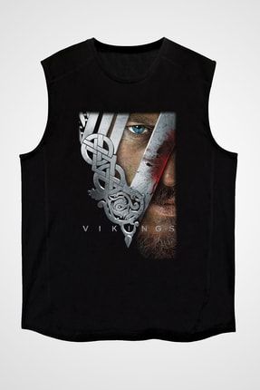 Vikings Siyah Kolsuz Tişört T-shirt KK6622