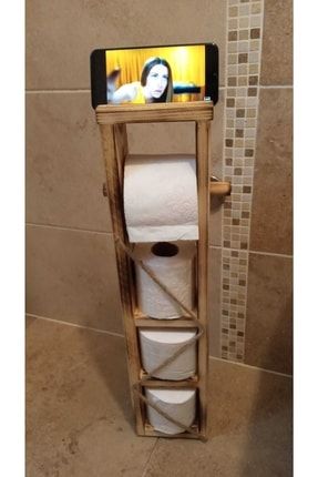 Ahşap Wc Kağıtlık Tuvalet Telefon Tutucu Standı Özellikli Banyo Kağıtlık ovrpzr000438