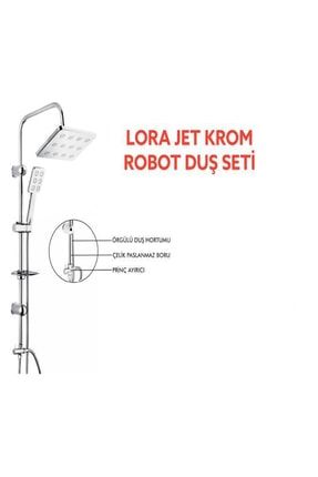 Lora Jet Paslanmaz Krom Robot Duş Seti, Tepe Yağmurlama Sistemli Duş Seti LRM03