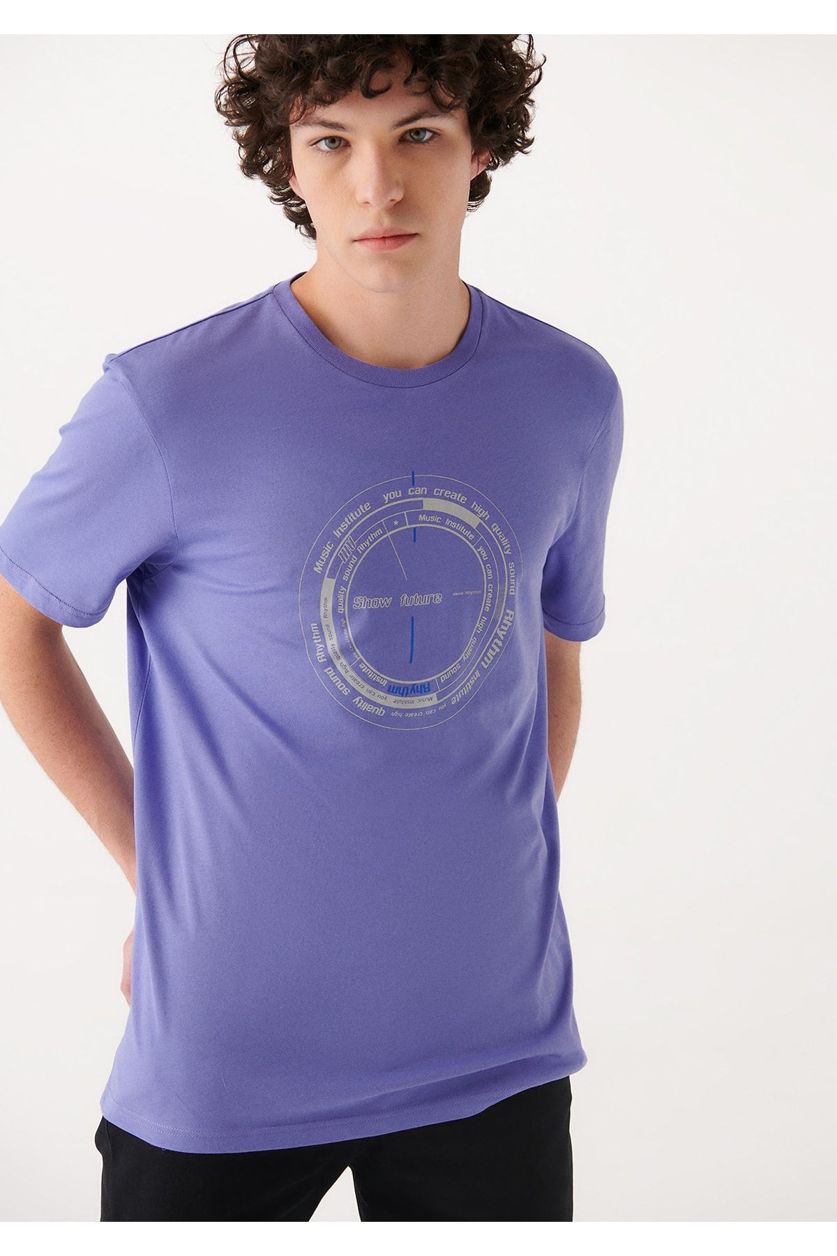 Mavi تی شرت بنفش چاپ شده به طور منظم / برش معمولی 8810644-70615