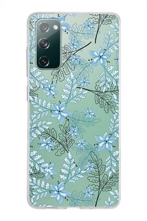 Samsung Galaxy S20 Fe Kapak Floral Mavi Tasarımlı Şeffaf Silikon Kılıf prt1mmSMS20Fe032