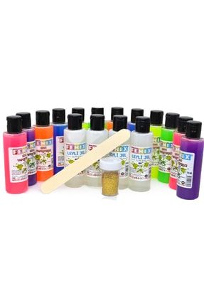 Ultra Slime Yapım Seti 12 Renk 70 Ml Yapıştırıcı 4 Adet 70 Ml Sıvı Boraks + Toz Sim Slime12+4