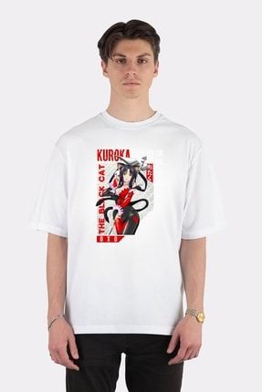 Unisex Beyaz Oversize T-shirt High School Dxd Kuroka Toujou Sexy Anime Waifu AA1147