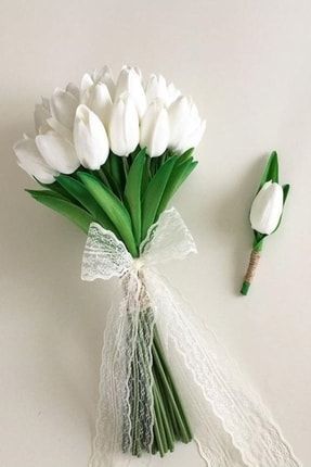 Gelin Buketi Beyaz Islak Lale Yaka Çiçeği YeniHediyelikDünyamGelinBuketiX272