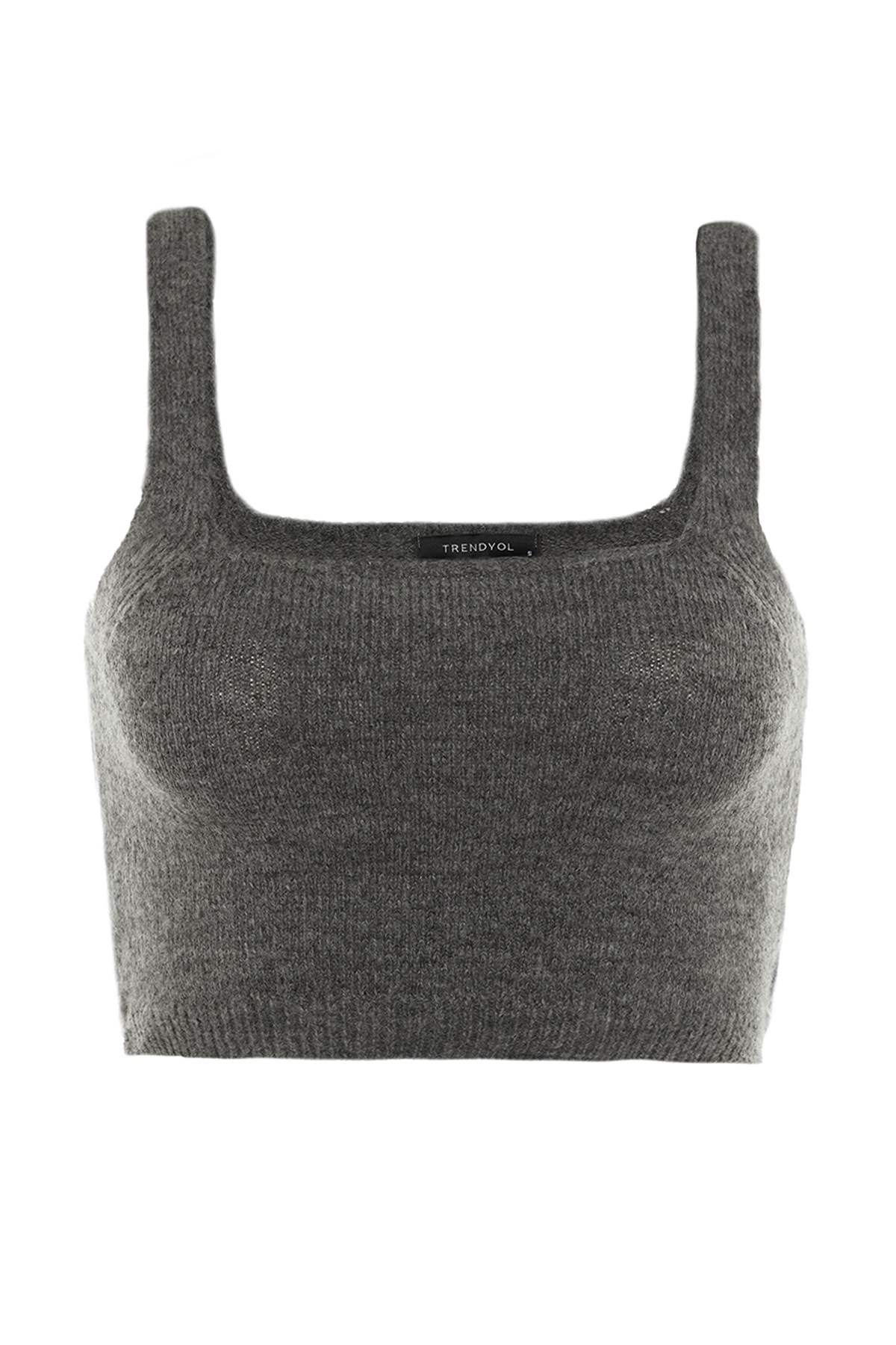 Trendyolmilla  Antrasit Crop Yumuşak Dokulu 2'li Bluz-Hırka Triko Takım TWOAW21HI0107 - Görsel 7