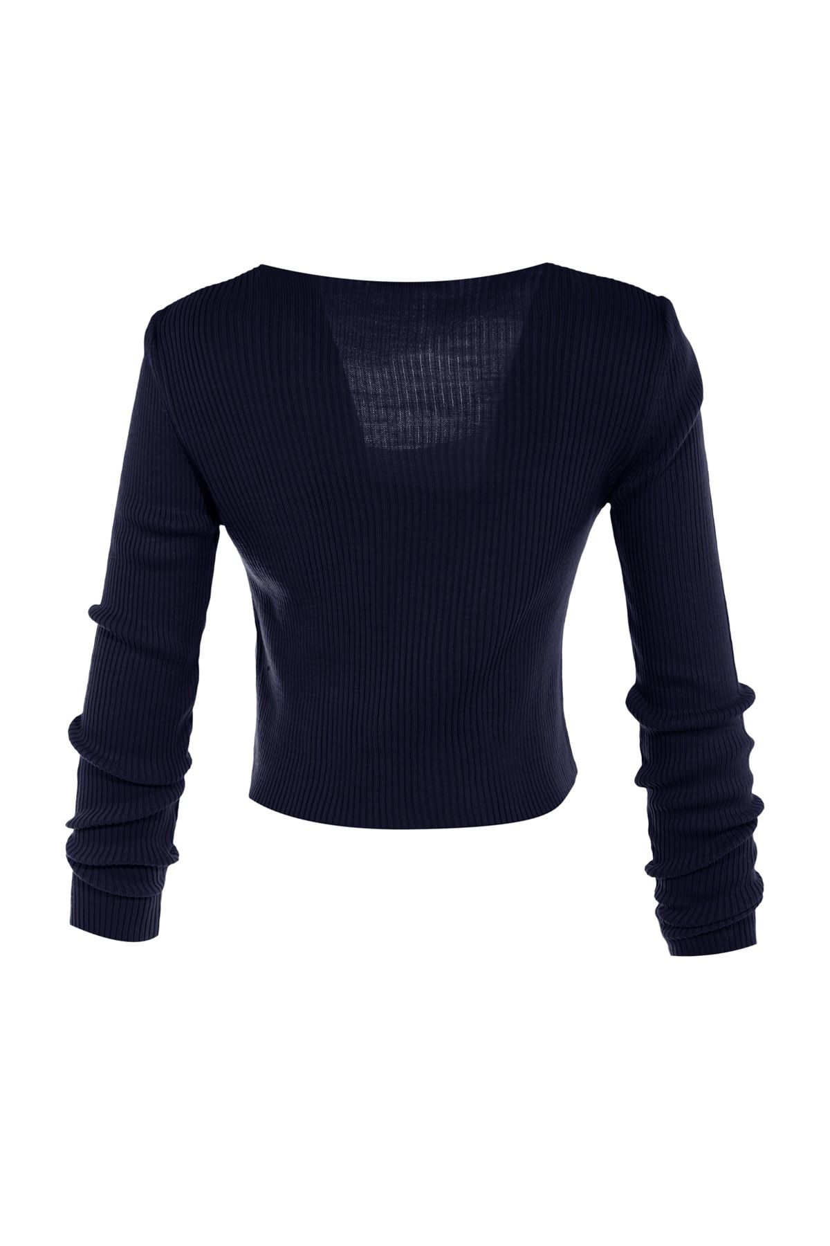 Trendyol Collection-Granatowy krótki krawat Szczegółowy zestaw bluzka-kardigan Dzianinowy kardigan TWOSS21HI0002 6