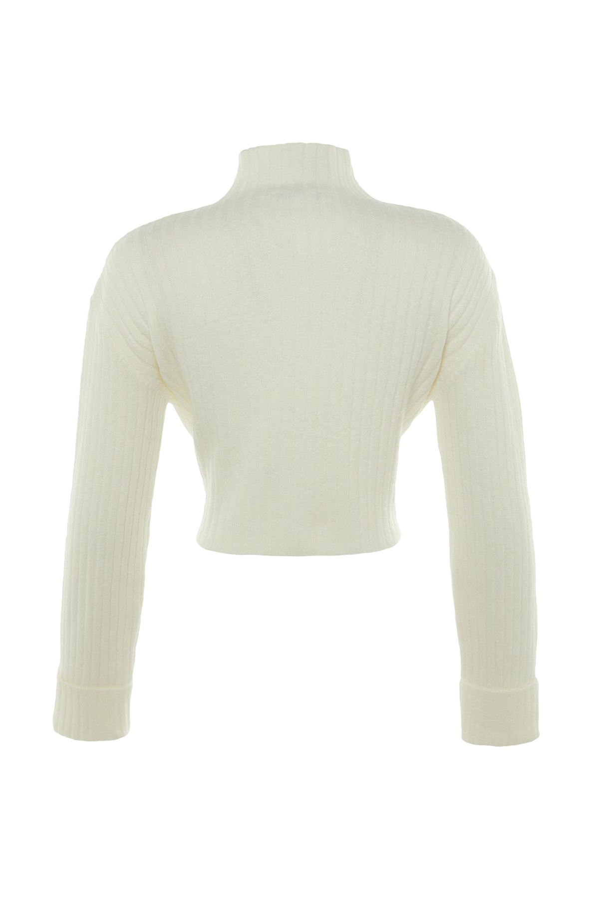 Trendyolmilla  Ekru Crop Yumuşak Dokulu Dik Yaka Triko Hırka TWOAW22HI0174 - Görsel 7