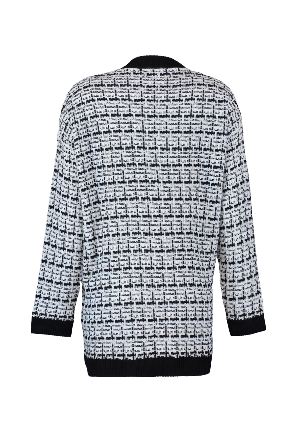 Trendyolmilla  Siyah Geniş Kalıp Tüvit Görünümlü Simli Triko Hırka TWOAW21HI0250 - Görsel 6