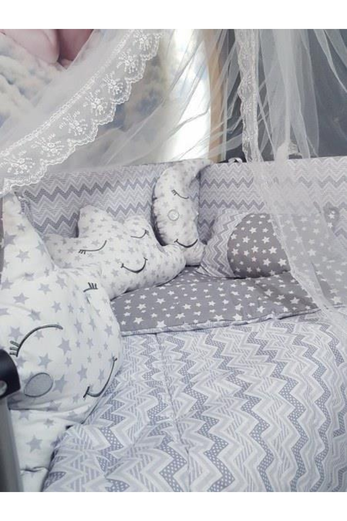 bebek_iklimi 70x120 Bebek Uyku Seti Cibinlikli Ince Zigzag Desen Park Beşiklere Uyumlu 12 Parça (beşik Hariçtir) fotoğrafı 7 (önizleme)