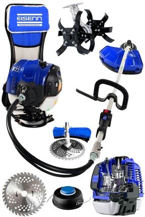 Alman World Blue 9,9 Hp Sırt Tipi Benzinli Çalı Çim Biçme Tırpanı + Universal Çapa Aparatı World Blue Universal Çapa Bakır Sargı