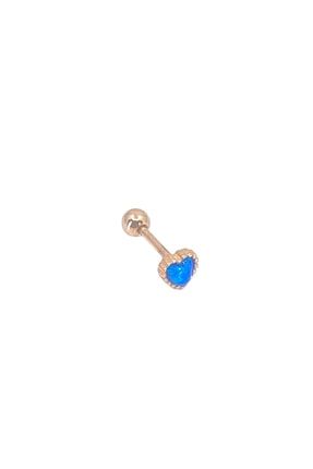 Mavi Opal Kalp Gümüş Piercing Rose Helix, 925 Ayar Gümüş, Tragus 0530671