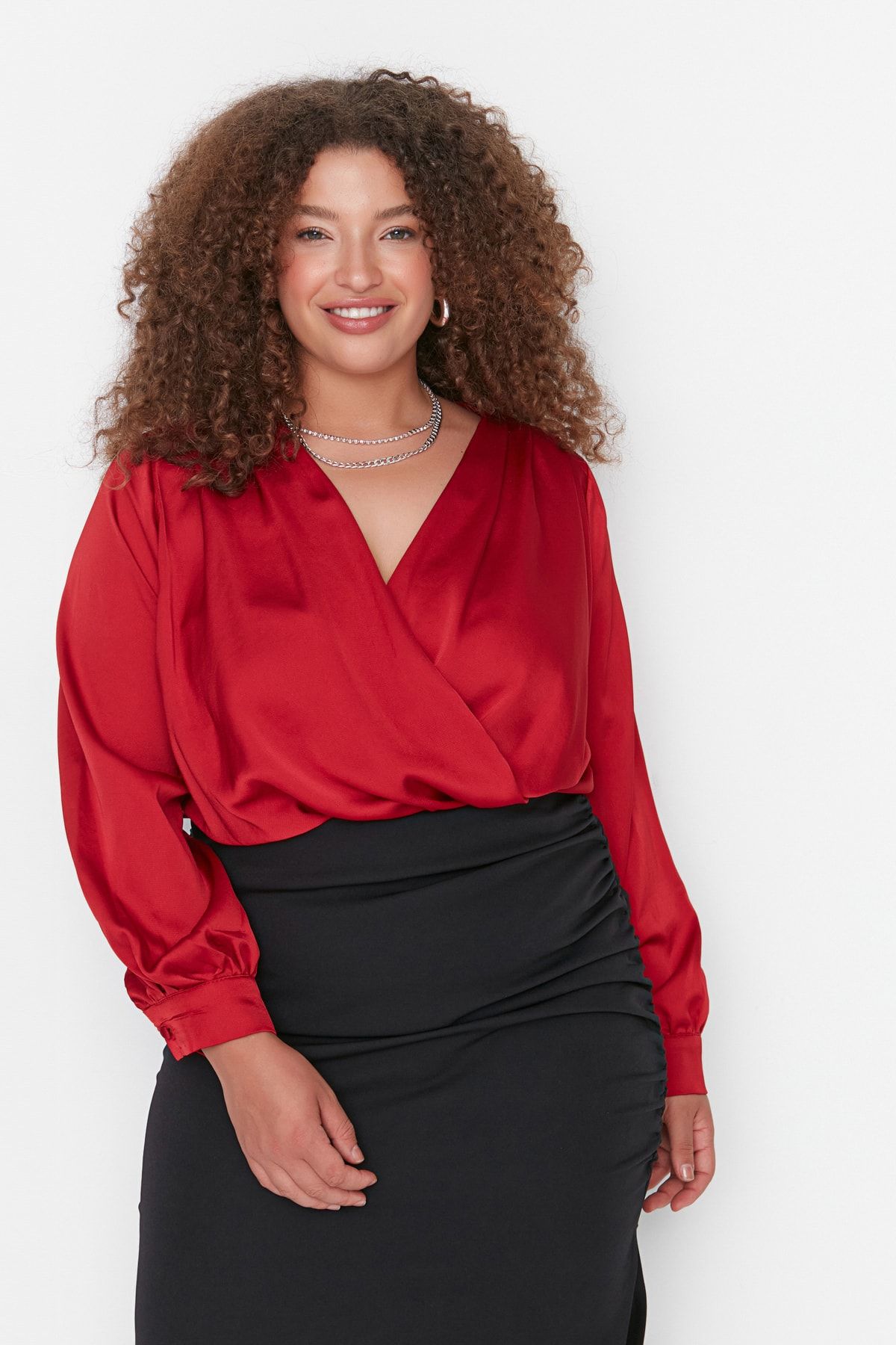 Trendyol Curve Große Größen in Body Bordeaux Regular Fit Fast ausverkauft XN10333
