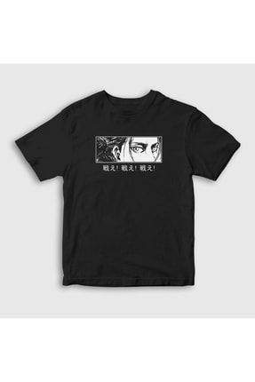 Unisex Çocuk Siyah Eren Yeager Flowers Anime Attack On Titan T-shirt 314539tt