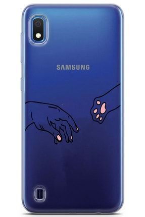 Samsung Galaxy A10 Kedi Patili Baskılı Tpuslip Kamera Koruyuculu Slikon Kılıf A10LANS