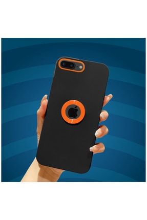 Iphone 7 Plus Uyumlu Kılıf Candy Silikon Kılıf Siyah+turuncu 3562-m7
