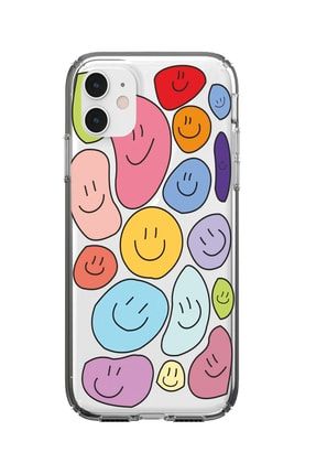 Iphone 11 Şeffaf Smıley Colors Tasarımlı Kılıf IP11-LMP892