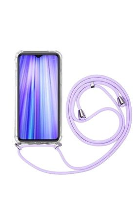 Galaxy M21 Uyumlu Boyundan Askılı Ipli Şeffaf Darbe Emici Silikon Telefon Kılıfı Lila TYC00394683108