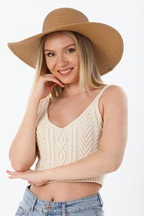 Kadın 12 Cm Orta Boy Hasır Şapka, Yazlık Plaj Şapkası HA2022-12