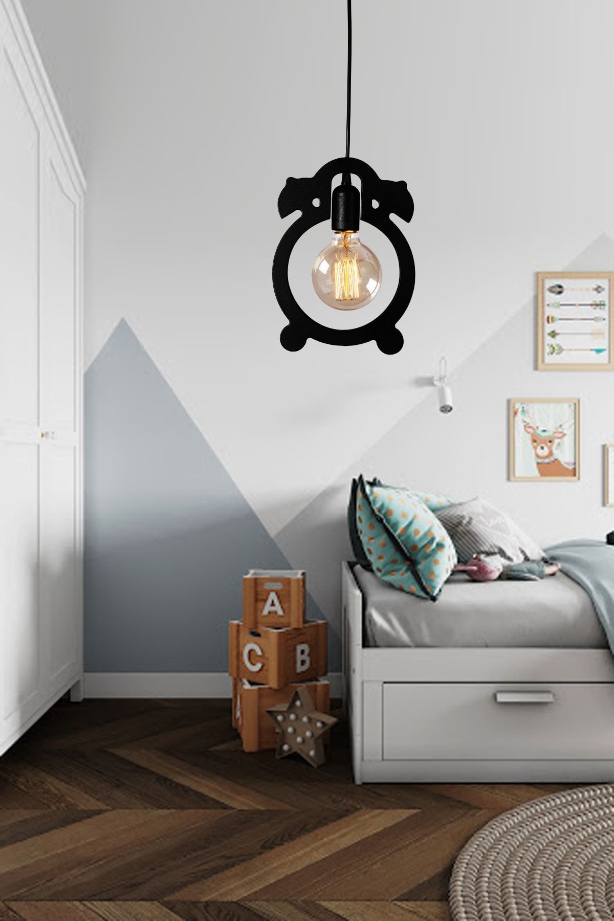 UTKU TASARIM-Alarm Clock Single Chandelier Pendant Lamp Modern Rustic Decorative Lamp 2
