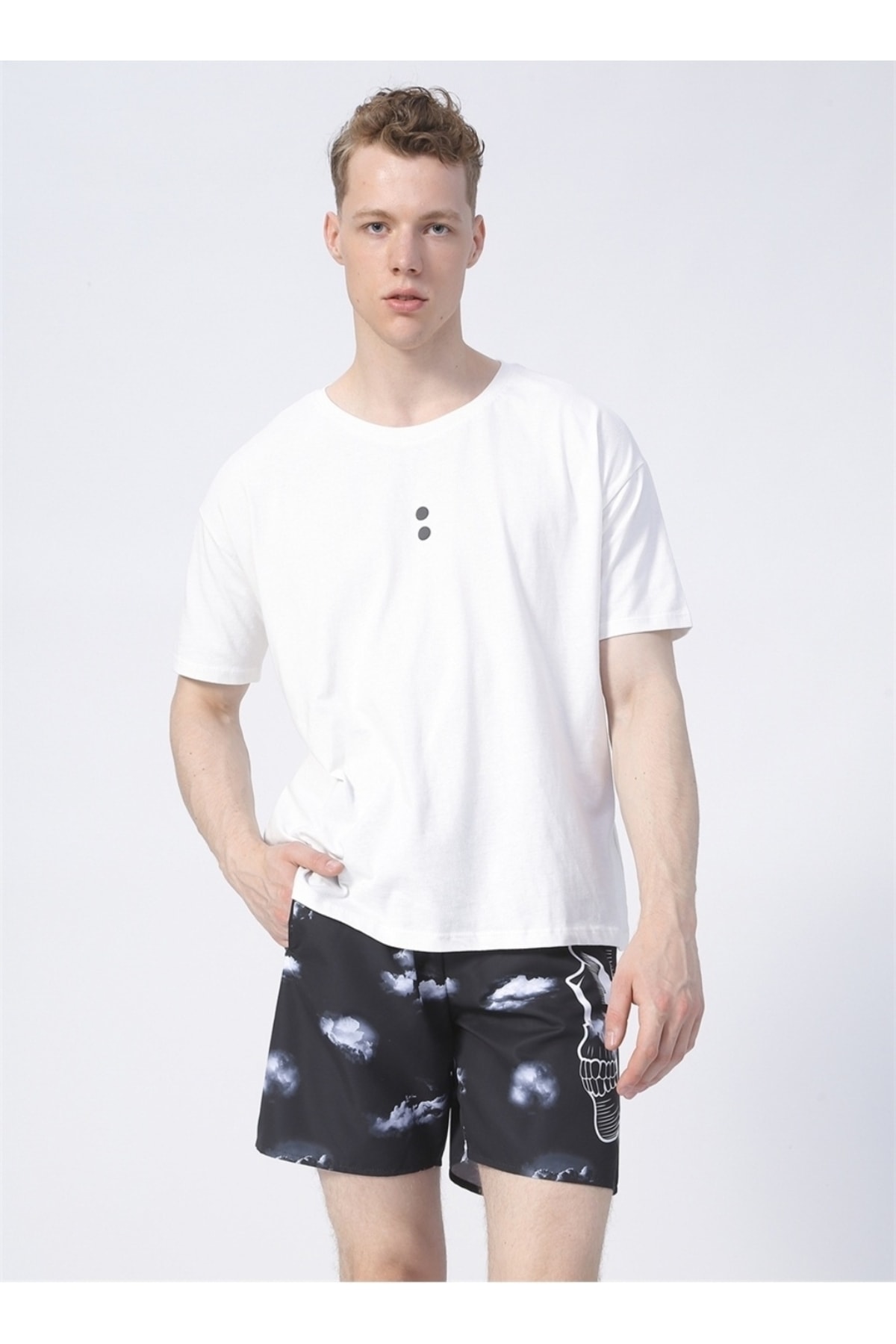 بلک آن بلک پیراهن مردانه مشکی ساده یقه گشاد E-MELASIN