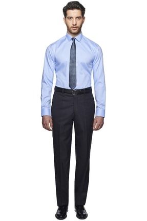 Erkek Mavi Tailored Slim Fit Non-ıron Gömlek 4R2018100130