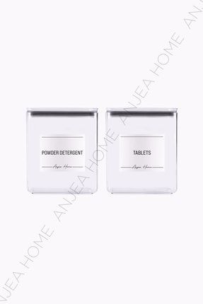 2'li Set-2.6 Lt Dikdörtgen Sert Plastik Saklama Kabı (powder Detergent & Tablets) Banyo Düzenleyici ANJEA000214