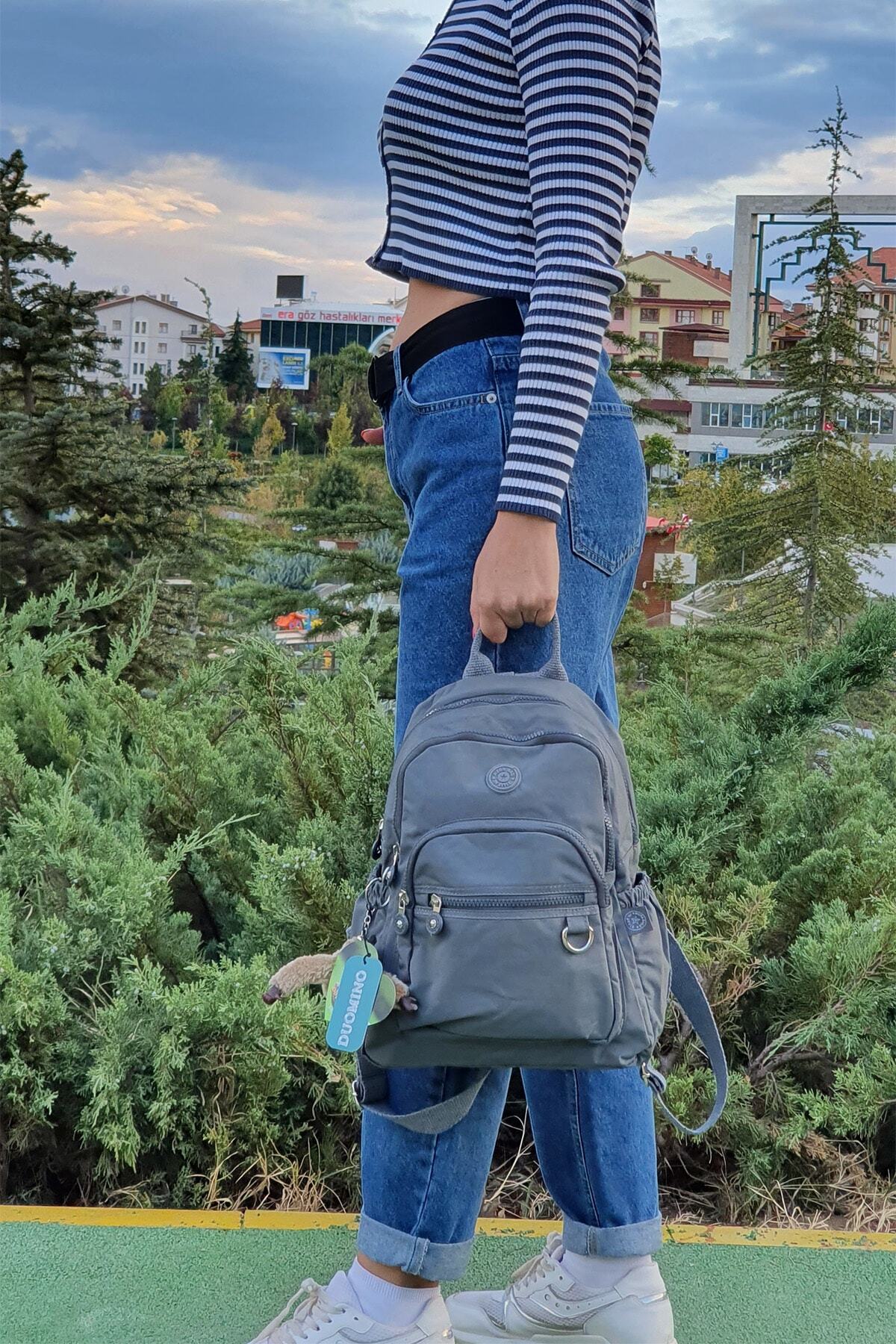 کوله پشتی زنانه خاکستری NEMO GROUP | nemobags252klinkırfcmegastoregroup اورجینال - تصویر 5