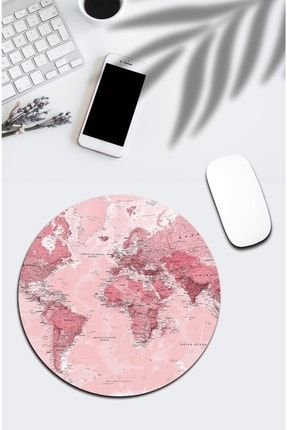 Dünya Haritası Desenli Yuvarlak Mouse Pad 2159 958001439947803