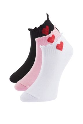 Siyah Kalpli 3'lü Paket Örme Patik Çorap THMAW23CO00057