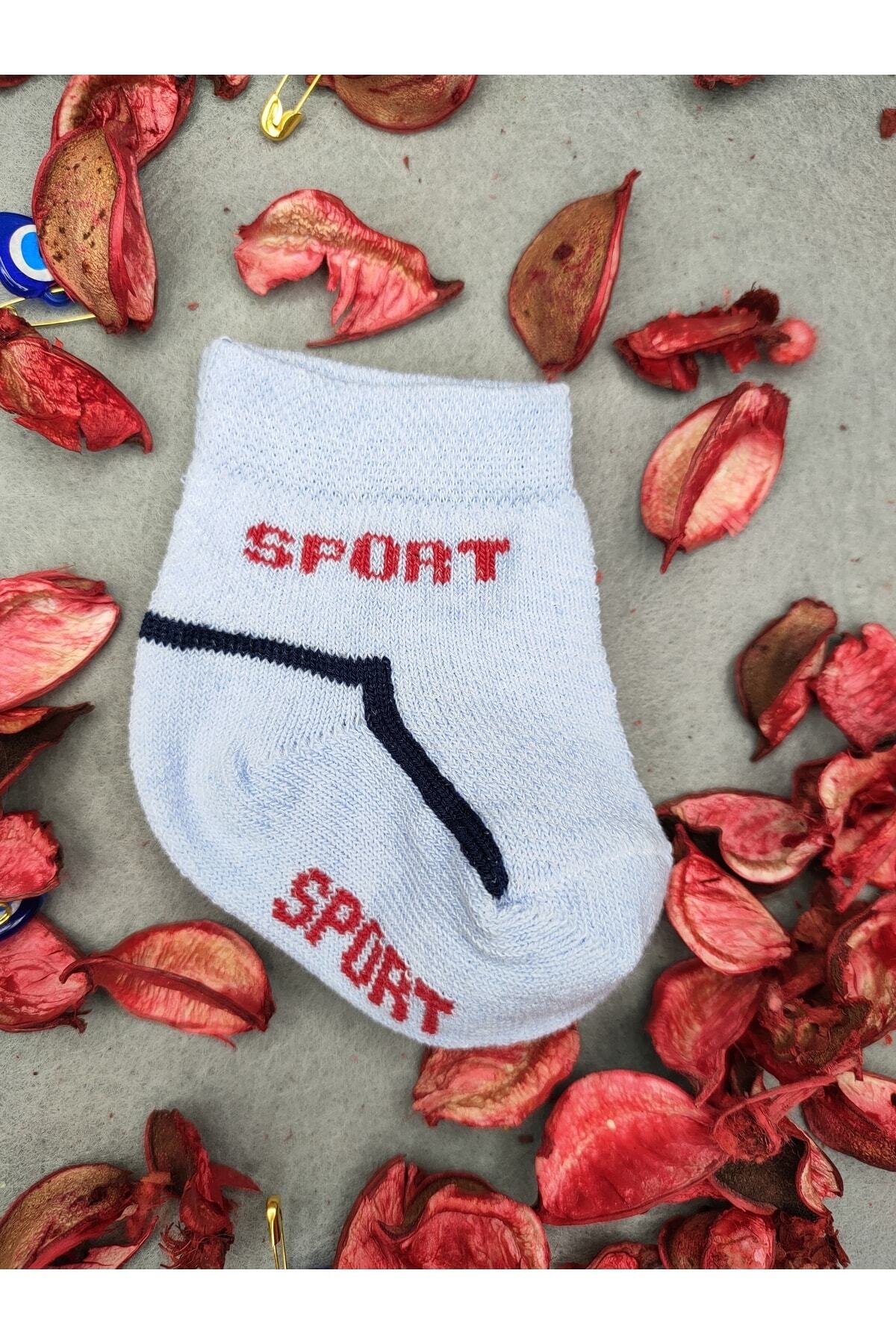 Akface-Sport Patterned 100% Cotton 3-Piece Baby Boy Socks 0-6 Months 6