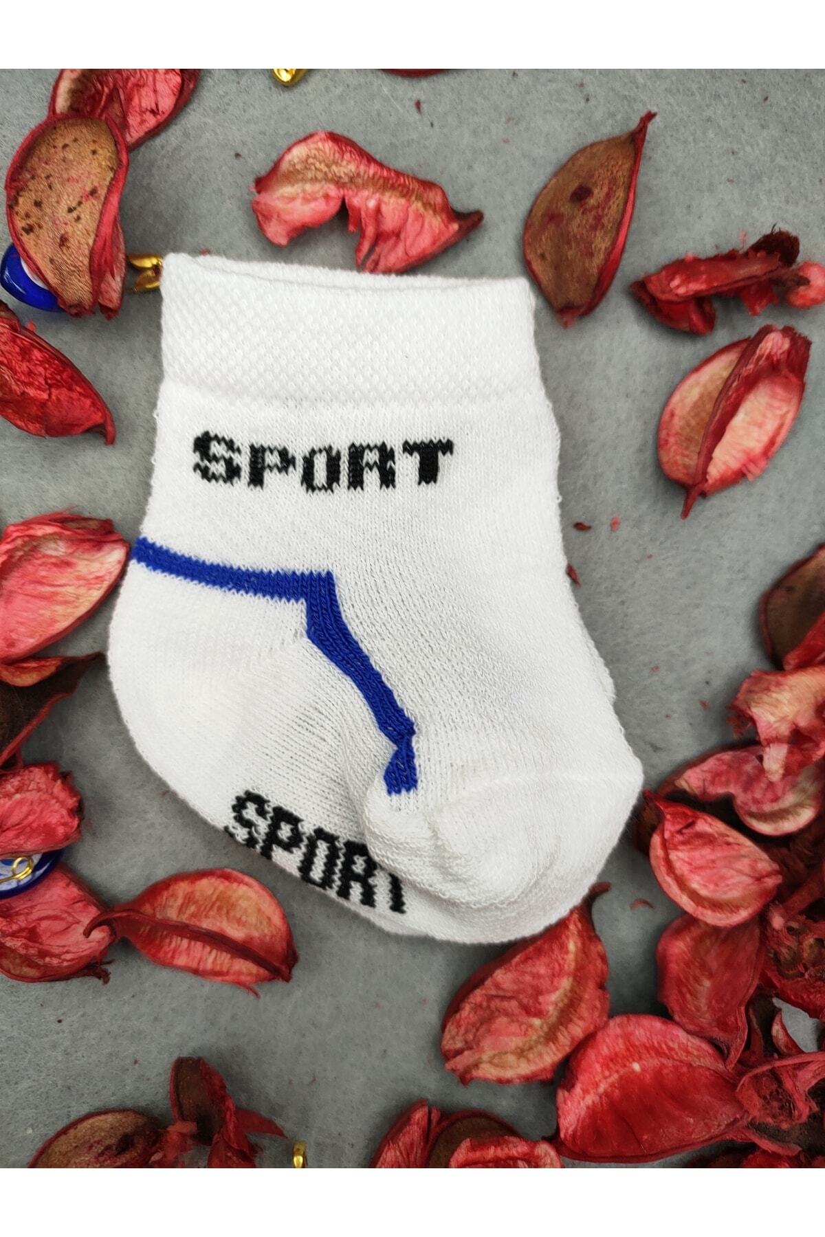 Akface-Sport Patterned 100% Cotton 3-Piece Baby Boy Socks 0-6 Months 7