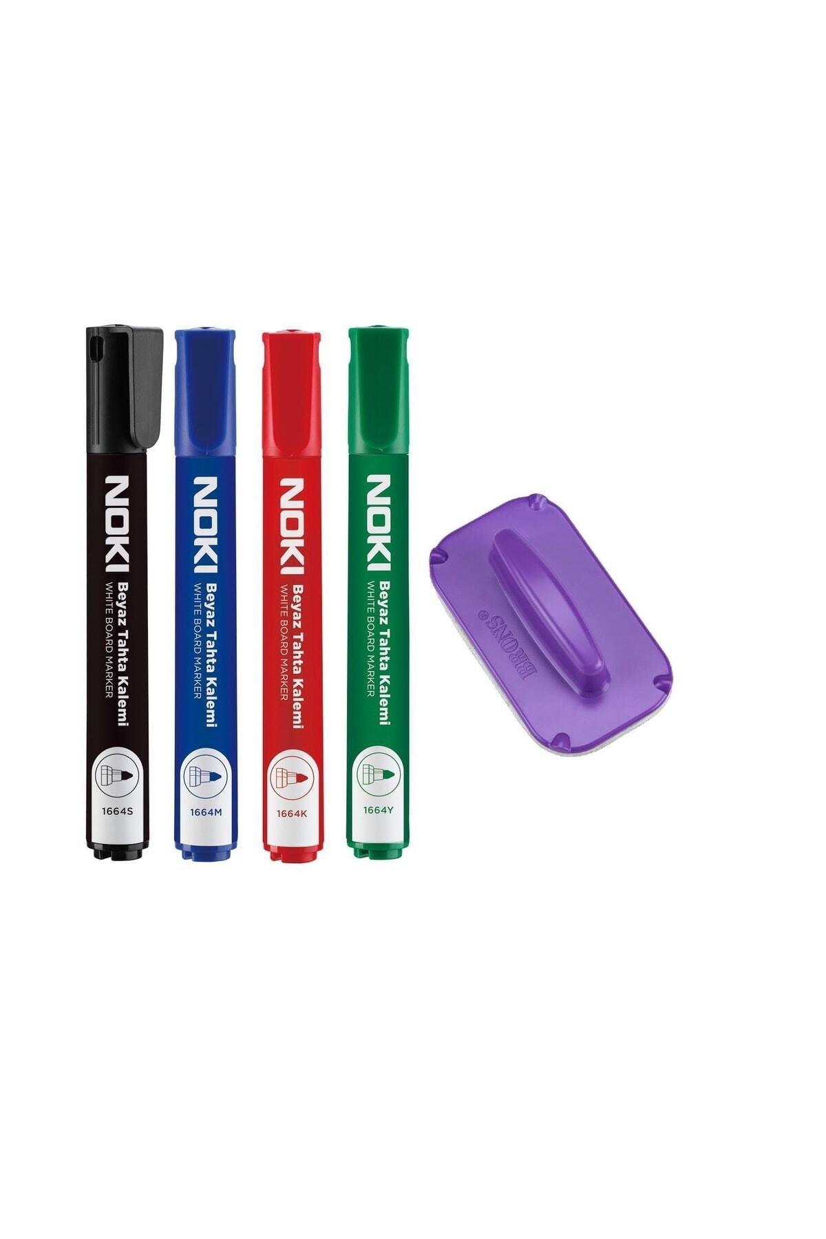 Noki Beyaz Tahta Kalemi 4 Lü Set Ve Brons Tahta Silgisi Br-218