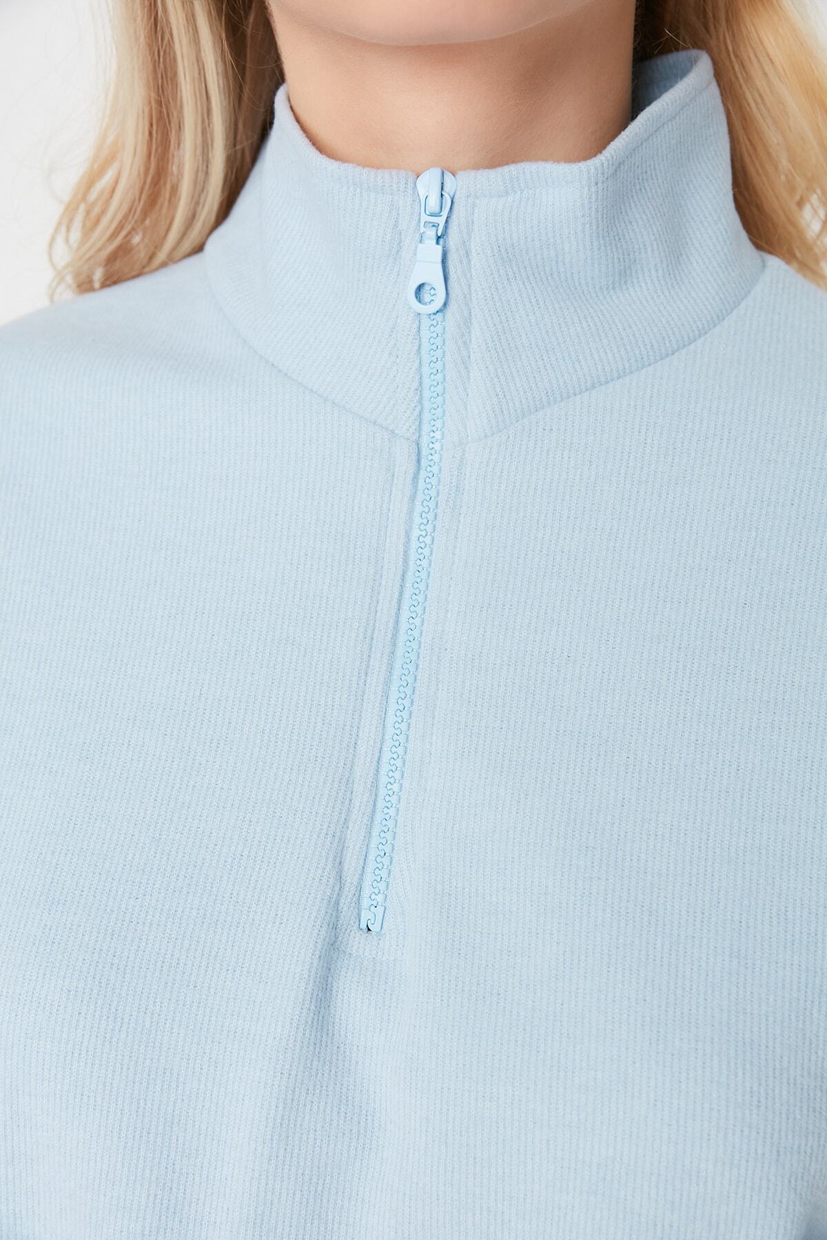 Trendyol Collection-Blue Thessaloniki/плетен суичър с яка с цип и стандартна кройка TWOAW22SW0732 8