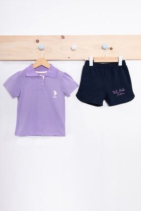 Kız Bebek Uspa Polo Yaka Lisanslı T-shirt Şort 2'li Takım US.6P80.46