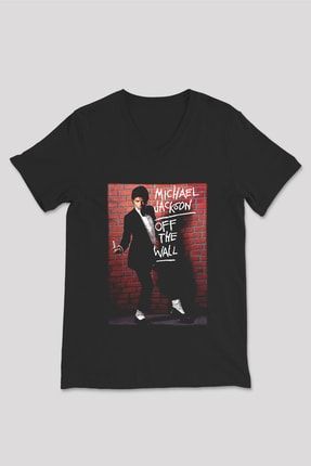 Michael Jackson Siyah V Yaka Tişört T-shirt VT3884